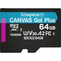 Kingston MicroSDXC 64GB Canvas Go! Plus Class 10 UHS-I U3V30 A2 (SDCG3/64GBSP) 