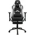 Кресло для геймеров с подставкой для ног GT RACER X-2534-F Black/White 