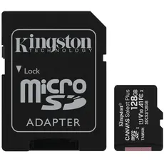 Kingston microSDXC 128GB Canvas Select Plus Class 10 UHS-I U1V10 A1 + SD-adapter (SDCS2/128GB) 