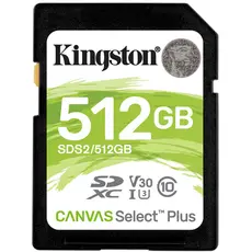 Kingston SDXC 512GB Canvas Select Plus Class 10 UHS-I U3V30 (SDS2/512GB) 