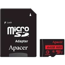Карта пам'яті Apacer microSDXC 64GB UHS-I U1 Class 10 (R85 MB/s) + SD-adapter (AP64GMCSX10U5-R) 