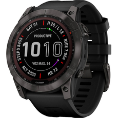 Спортивные часы Garmin fenix 7X Sapphire Solar Carbon Gray DLC Titanium with Titanium Band (includes black silicone band) (010-02541-27) 