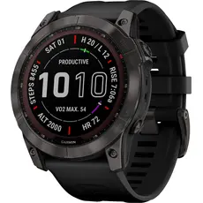 Спортивные часы Garmin fenix 7X Sapphire Solar Carbon Gray DLC Titanium with Titanium Band (includes black silicone band) (010-02541-27) 