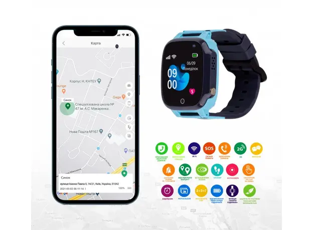 Детские смарт-часы AmiGo GO008 MILKY GPS WIFI Blue (873292), Маркетинговый цвет: Blue - изображение 5