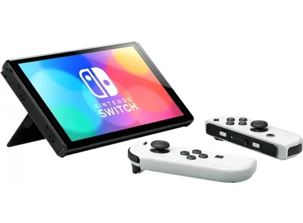 Портативная игровая приставка Nintendo Switch OLED with Neon Blue and Neon Red Joy-Con (045496453435), Цвет корпуса: Белый, Объем: 64 ГБ - изображение 2