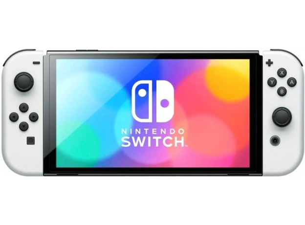 Портативная игровая приставка Nintendo Switch OLED with Neon Blue and Neon Red Joy-Con (045496453435), Цвет корпуса: Белый, Объем: 64 ГБ  Портативная игровая приставка Nintendo Switch OLED with Neon Blue and Neon Red Joy-Con (045496453435), Цвет корпуса: Белый, Объем: 64 ГБ