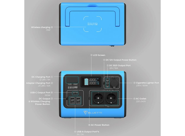 BLUETTI PowerOak portable power station EB55 537Wh 700W 150000mah PB930340 - изображение 18 BLUETTI PowerOak portable power station EB55 537Wh 700W 150000mah PB930340 - изображение 18