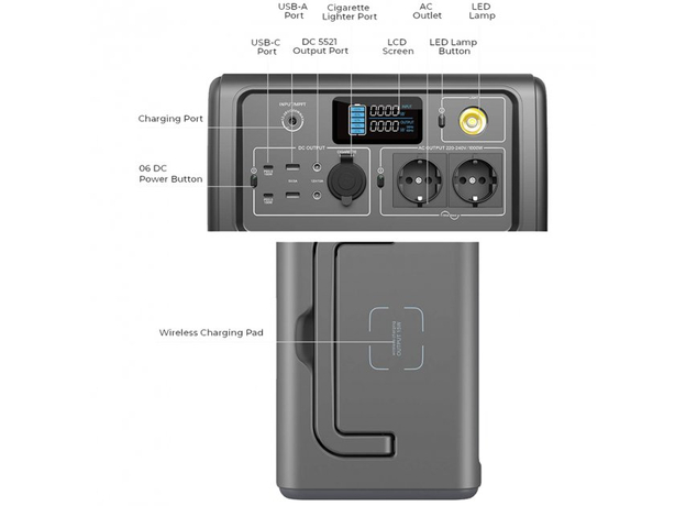 Зарядная станция BLUETTI PowerOak EB70 Portable Power Station 716Wh 1000W - зображення 6 Зарядная станция BLUETTI PowerOak EB70 Portable Power Station 716Wh 1000W - зображення 6