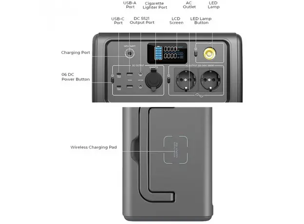 Зарядная станция BLUETTI PowerOak EB70 Portable Power Station 716Wh 1000W - изображение 6