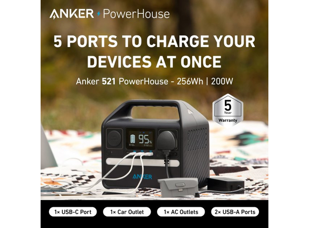 Зарядная станция ANKER PowerHouse 521 256Wh, 200W EU - изображение 21 Зарядная станция ANKER PowerHouse 521 256Wh, 200W EU - изображение 21