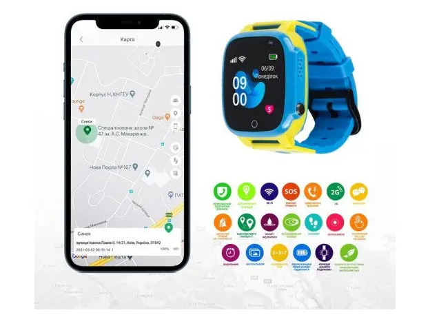 Детские умные часы AmiGo GO008 Glory GPS WiFi Blue-Yellow (976267), Маркетинговый цвет: Yellow - изображение 6