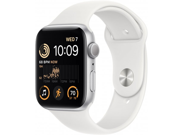 Apple Watch SE 2 2022 GPS 44mm Silver Aluminium Case with White Sport Band M/L MNTJ3  Apple Watch SE 2 2022 GPS 44mm Silver Aluminium Case with White Sport Band M/L MNTJ3