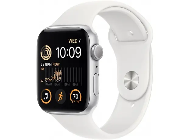 Apple Watch SE 2 2022 GPS 44mm Silver Aluminium Case with White Sport Band M/L MNTJ3 