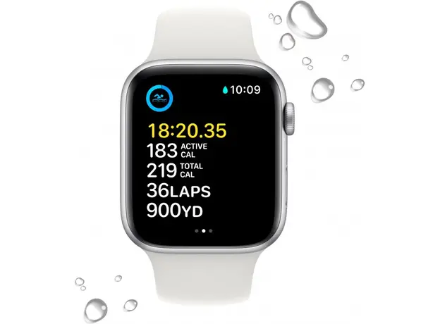 Apple Watch SE 2 2022 GPS 44mm Silver Aluminium Case with White Sport Band M/L MNTJ3 - изображение 5
