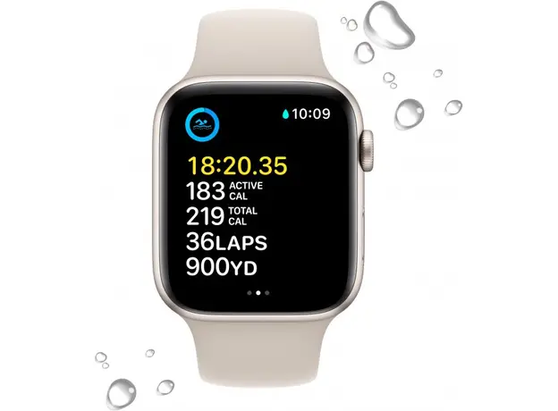 Apple Watch SE 2 2022 GPS 44mm Starlight Aluminium Case with Starlight Sport Band MNTE3 - изображение 5