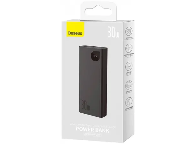 Baseus Adaman 2 Metal Digital Display 20000mAh 30W Black PPAD050001, Цвет продукта: Черный - изображение 7