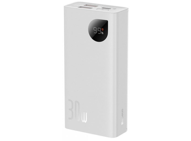Повербанк Baseus Adaman 2 Metal Digital Display 20000mAh 30W White (PPAD050002), Цвет продукта: Белый  Повербанк Baseus Adaman 2 Metal Digital Display 20000mAh 30W White (PPAD050002), Цвет продукта: Белый