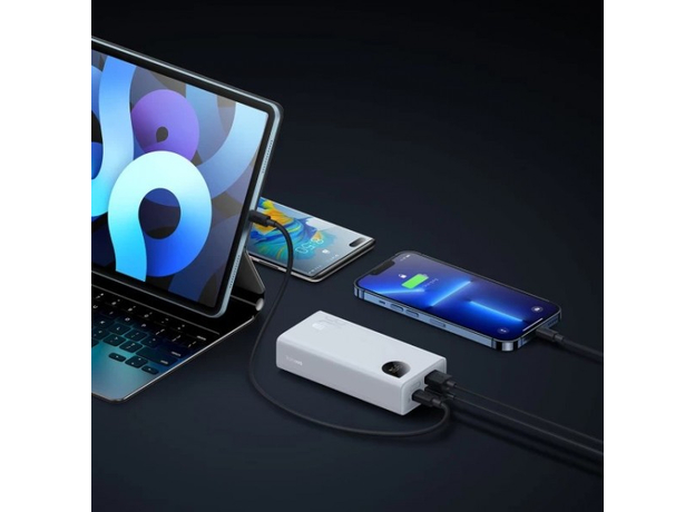 Повербанк Baseus Adaman 2 Metal Digital Display 20000mAh 30W White (PPAD050002), Цвет продукта: Белый - изображение 9 Повербанк Baseus Adaman 2 Metal Digital Display 20000mAh 30W White (PPAD050002), Цвет продукта: Белый - изображение 9