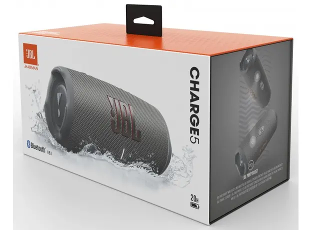 Беспроводная колонка JBL Charge 5 Gray JBLCHARGE5GRY, Цвет производителя: Gray - изображение 8