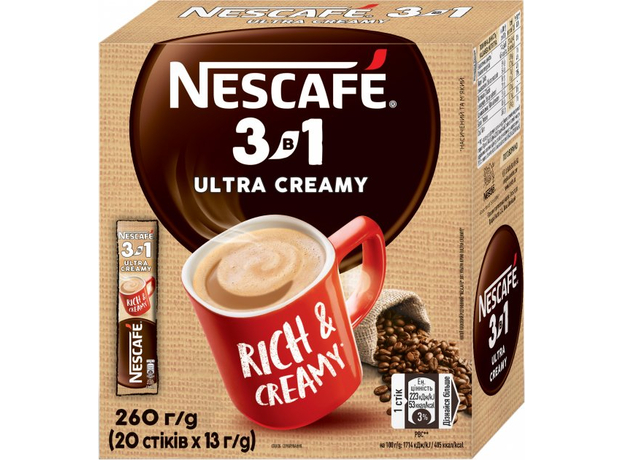 NESCAFE 3-в-1 Ultra Creamy в стиках 20 шт (7613036116145)  NESCAFE 3-в-1 Ultra Creamy в стиках 20 шт (7613036116145)