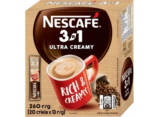 NESCAFE 3-в-1 Ultra Creamy в стиках 20 шт (7613036116145) 
