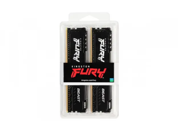 Оперативная память Kingston Fury Beast 2x16GB DDR4 PC4-25600 Black KF432C16BB1K2/32 32 GB, Емкость одного модуля: 16 ГБ, Ранг памяти: Двухранговая - изображение 3