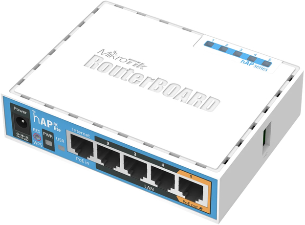 Маршрутизатор Mikrotik hAP ac lite (RB952UI-5AC2ND)  Маршрутизатор Mikrotik hAP ac lite (RB952UI-5AC2ND)