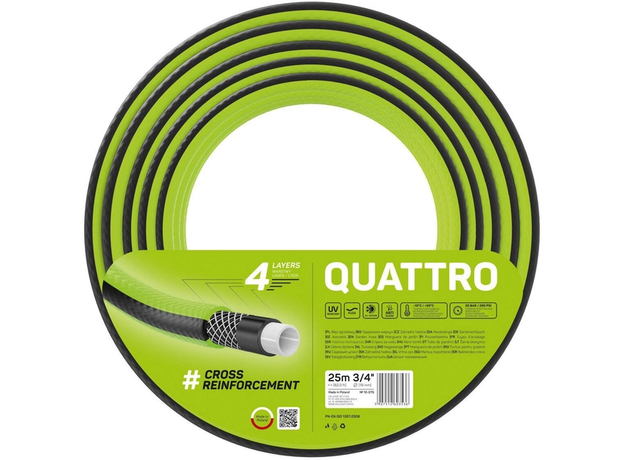 Садовый шланг для полива Cellfast QUATTRO 3/4'', 25 м (10-075) 