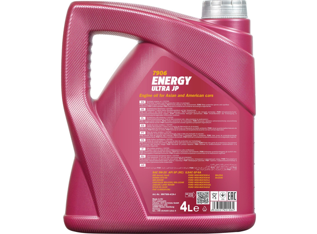 Моторное масло Mannol Energy Ultra JP 5W-20 4 л (MN7906-4) - изображение 2 Моторное масло Mannol Energy Ultra JP 5W-20 4 л (MN7906-4) - изображение 2