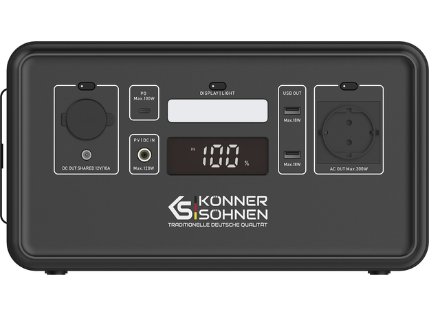 Зарядная станция Konner&Sohnen KS 300PS, Номинальная мощность (общая): 300 Вт  Зарядная станция Konner&Sohnen KS 300PS, Номинальная мощность (общая): 300 Вт