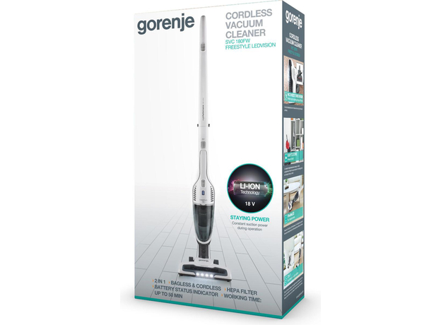 Акумуляторний пилосос Gorenje SVC180FW - зображення 10 Акумуляторний пилосос Gorenje SVC180FW - зображення 10