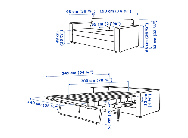 Двухместный раскладной диван ІКЕА VIMLE Gunnared (s09545271) серый - изображение 11