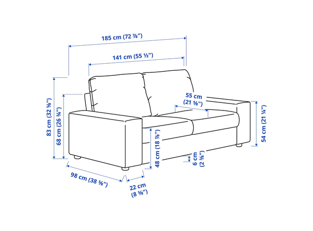 Двухместный диван ІКЕА Vimle Gunnared (s99400546) серый - зображення 8 Двухместный диван ІКЕА Vimle Gunnared (s99400546) серый - зображення 8