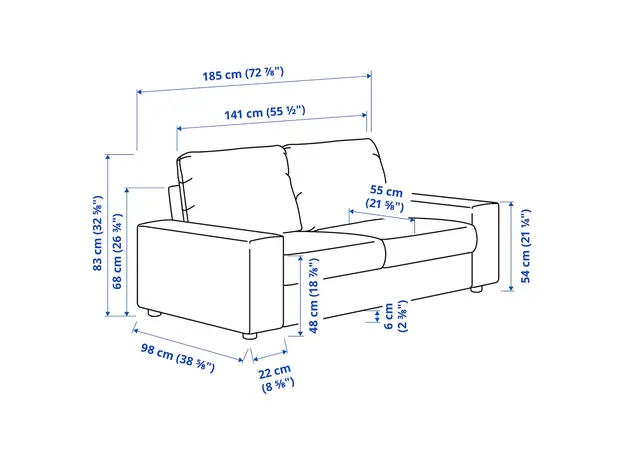 Двухместный диван ІКЕА Vimle Gunnared (s99400546) серый - изображение 8