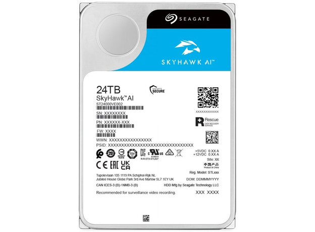 Жесткий диск Seagate SkyHawk Al HDD 24TB 7200rpm 256MB ST24000VE002 3.5" SATAIII - изображение 4 Жесткий диск Seagate SkyHawk Al HDD 24TB 7200rpm 256MB ST24000VE002 3.5" SATAIII - изображение 4