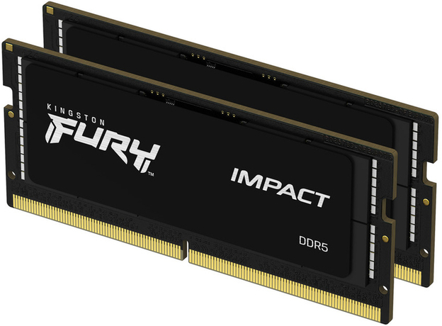 Оперативна пам'ять Kingston Fury SODIMM DDR5-4800 65536MB PC5-38400 (Kit of 2x32768) Impact 2Rx8 Black (KF548S38IBK2-64)  Оперативна пам'ять Kingston Fury SODIMM DDR5-4800 65536MB PC5-38400 (Kit of 2x32768) Impact 2Rx8 Black (KF548S38IBK2-64)