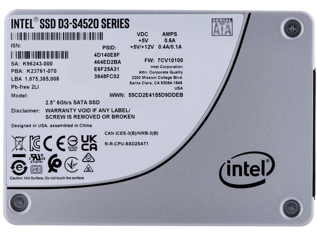 Solidigm (Intel) S4520 1.92TB 2.5" SATAIII 3D NAND (TLC) (SSDSC2KB019TZ01)  Solidigm (Intel) S4520 1.92TB 2.5" SATAIII 3D NAND (TLC) (SSDSC2KB019TZ01)