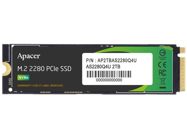SSD диск Apacer AS2280Q4U 2TB M.2 2280 PCIe 4.0 x4 3D NAND (TLC) (AP2TBAS2280Q4U-1)  SSD диск Apacer AS2280Q4U 2TB M.2 2280 PCIe 4.0 x4 3D NAND (TLC) (AP2TBAS2280Q4U-1)