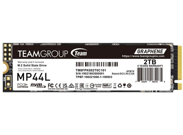 SSD диск Team Group MP44L 2TB M.2 2280 NVMe PCIe 4.0 x4 3D NAND (TLC) (TM8FPK002T0C101)  SSD диск Team Group MP44L 2TB M.2 2280 NVMe PCIe 4.0 x4 3D NAND (TLC) (TM8FPK002T0C101)