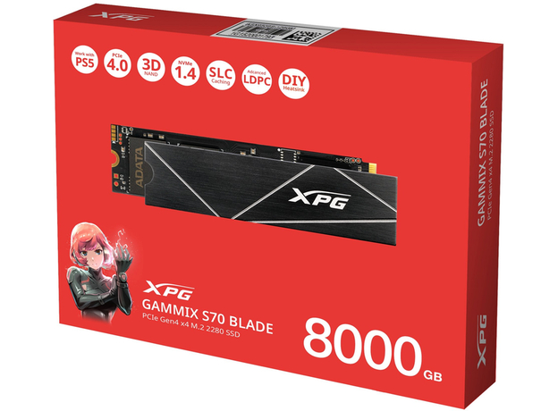 SSD диск Adata XPG Gammix S70 Blade 8TB M.2 PCI Express 4.0 x4 3D NAND TLC (AGAMMIXS70B-8000G-CS) - изображение 6 SSD диск Adata XPG Gammix S70 Blade 8TB M.2 PCI Express 4.0 x4 3D NAND TLC (AGAMMIXS70B-8000G-CS) - изображение 6