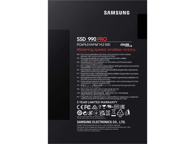 SSD Samsung 990 PRO 4TB M.2 2280 NVMe 2.0 PCIe 4.0 x4 V-NAND TLC (MZ-V9P4T0BW) - зображення 6 SSD Samsung 990 PRO 4TB M.2 2280 NVMe 2.0 PCIe 4.0 x4 V-NAND TLC (MZ-V9P4T0BW) - зображення 6