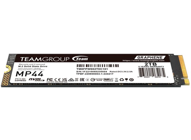SSD диск Team Group MP44 2TB M.2 2280 PCIe 4.0 x4 3D NAND QLC (TM8FPW002T0C101) - изображение 2 SSD диск Team Group MP44 2TB M.2 2280 PCIe 4.0 x4 3D NAND QLC (TM8FPW002T0C101) - изображение 2