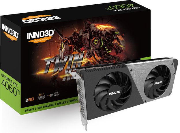 INNO3D PCI-Ex GeForce RTX 4060 Ti Twin X2 OC 8GB GDDR6 (128bit) (2565/18000) (1 х HDMI, 3 x DisplayPort) (N406T2-08D6X-171153N) - изображение 7 INNO3D PCI-Ex GeForce RTX 4060 Ti Twin X2 OC 8GB GDDR6 (128bit) (2565/18000) (1 х HDMI, 3 x DisplayPort) (N406T2-08D6X-171153N) - изображение 7