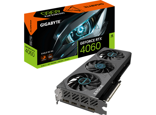 Відеокарта Gigabyte PCI-Ex GeForce RTX 4060 Egle OC 8GB GDDR6 (128bit) (17000) (2 x HDMI, 2 x DisplayPort) (GV-N4060EAGLE OC-8GD) - зображення 7 Відеокарта Gigabyte PCI-Ex GeForce RTX 4060 Egle OC 8GB GDDR6 (128bit) (17000) (2 x HDMI, 2 x DisplayPort) (GV-N4060EAGLE OC-8GD) - зображення 7
