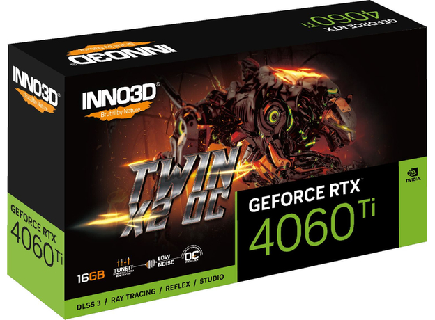 Відеокарта INNO3D PCI-Ex GeForce RTX 4060 Ti Twin X2 OC 16GB GDDR6 (128bit) (2595/18000) (HDMI, 3 x DisplayPort) (N406T2-16D6X-178055N) - зображення 2 Відеокарта INNO3D PCI-Ex GeForce RTX 4060 Ti Twin X2 OC 16GB GDDR6 (128bit) (2595/18000) (HDMI, 3 x DisplayPort) (N406T2-16D6X-178055N) - зображення 2