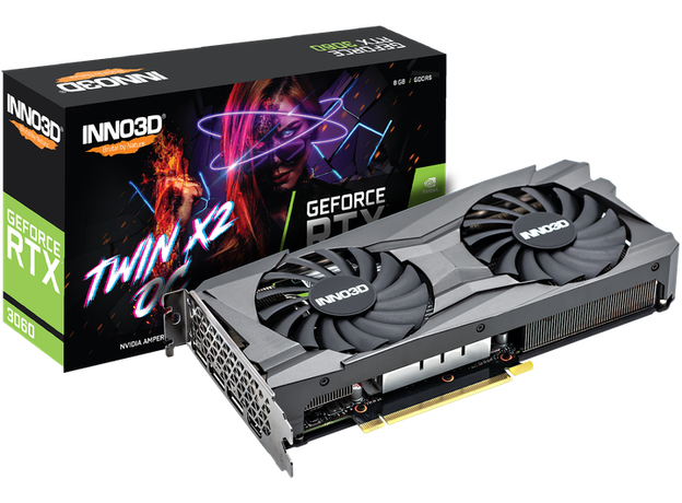 Видеокарта INNO3D PCI-Ex GeForce RTX 3060 Twin X2 OC 8GB GDDR6 (128bit) (1792/15000) (HDMI, 3 x DisplayPort) (N30602-08D6X-11902130) - изображение 7 Видеокарта INNO3D PCI-Ex GeForce RTX 3060 Twin X2 OC 8GB GDDR6 (128bit) (1792/15000) (HDMI, 3 x DisplayPort) (N30602-08D6X-11902130) - изображение 7