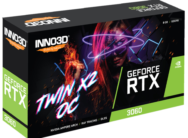 Видеокарта INNO3D PCI-Ex GeForce RTX 3060 Twin X2 OC 8GB GDDR6 (128bit) (1792/15000) (HDMI, 3 x DisplayPort) (N30602-08D6X-11902130) - изображение 8 Видеокарта INNO3D PCI-Ex GeForce RTX 3060 Twin X2 OC 8GB GDDR6 (128bit) (1792/15000) (HDMI, 3 x DisplayPort) (N30602-08D6X-11902130) - изображение 8