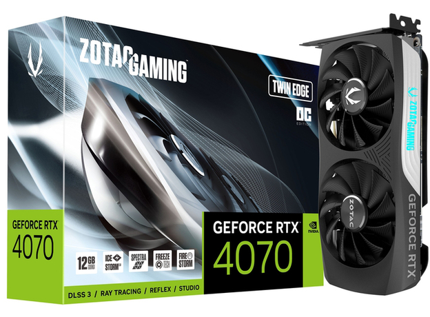 Видеокарта Zotac PCI-Ex GeForce RTX 4070 Twin Edge OC 12GB GDDR6X (192bit) (2490/21000) (HDMI, 3 x DisplayPort) (ZT-D40700H-10M) - изображение 7