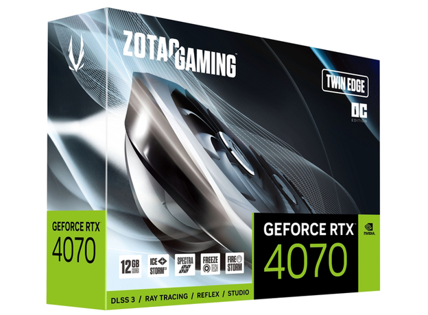 Видеокарта Zotac PCI-Ex GeForce RTX 4070 Twin Edge OC 12GB GDDR6X (192bit) (2490/21000) (HDMI, 3 x DisplayPort) (ZT-D40700H-10M) - изображение 8