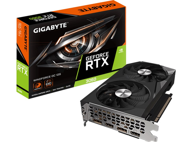 Видеокарта Gigabyte PCI-Ex GeForce RTX 3060 Windforce OC 12G (rev. 2.0) 12GB GDDR6 (192bit) (1792/15000) (2 х HDMI, 2 х DisplayPort) (GV-N3060WF2OC-12GD) - изображение 7 Видеокарта Gigabyte PCI-Ex GeForce RTX 3060 Windforce OC 12G (rev. 2.0) 12GB GDDR6 (192bit) (1792/15000) (2 х HDMI, 2 х DisplayPort) (GV-N3060WF2OC-12GD) - изображение 7